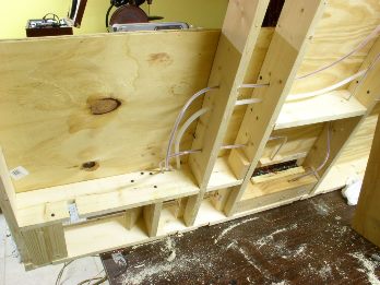 board propped up showing tubing installation