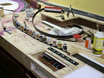 more roadbed being glued down